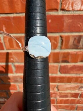 Handcrafted Light Blue Opal Stone Ring with Silver Accent - Women Jewelry